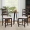 Costway Set of 2 Upholstered Bar Stools 24'' Rubber Wood Dining Chairs with High Back